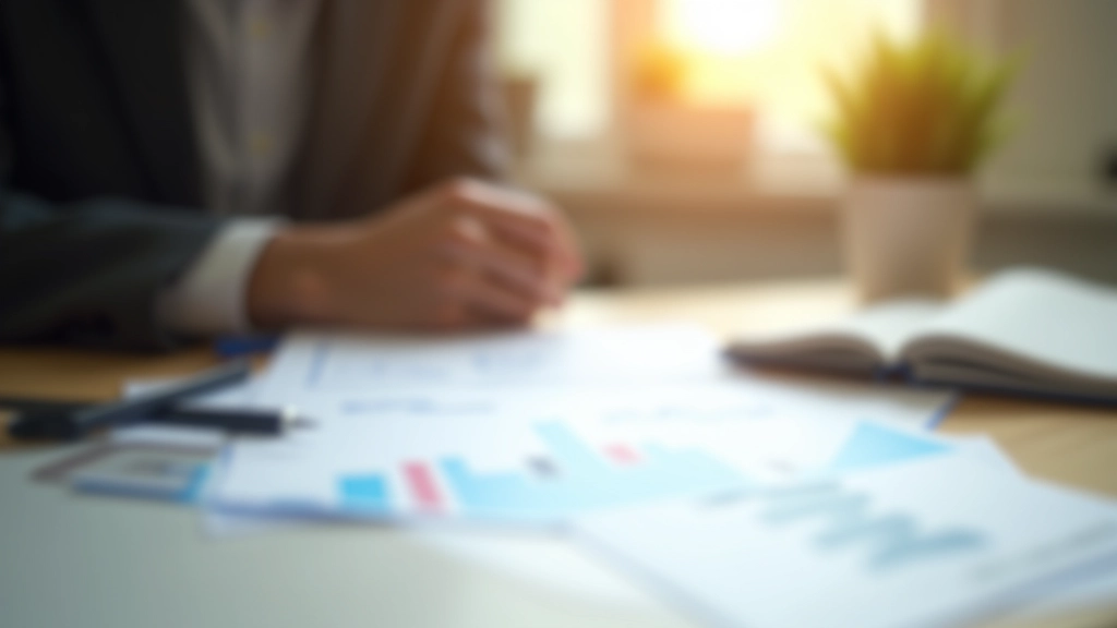 Moderne Arbeitsumgebung mit Finanzdiagrammen, Notizen und Analysedokumenten